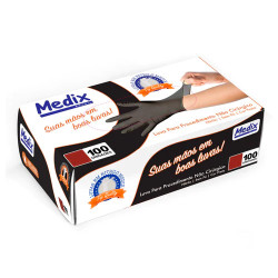 Luva Nitrilica Preta Sem Pó - Medix Brasil