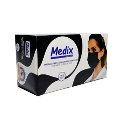 Mascara Cirurgica Descartavel Tripla - Preta - Medix Brasil