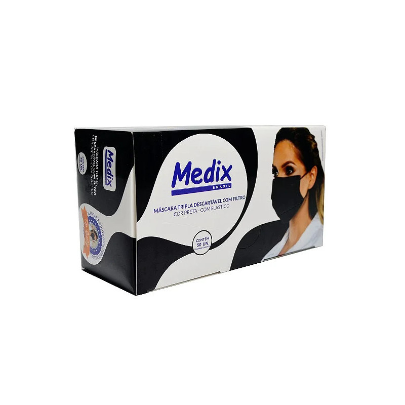 Mascara Cirurgica Descartavel Tripla - Preta - Medix Brasil Mascara Cirurgica Descartavel Tripla - Preta - Medix Brasil