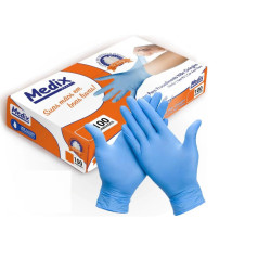Luva Nitrilica Azul Sem Pó - Medix Brasil
