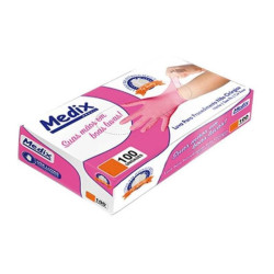 Luva Nitrilica Rosa Sem Pó 100un - Medix Brasil