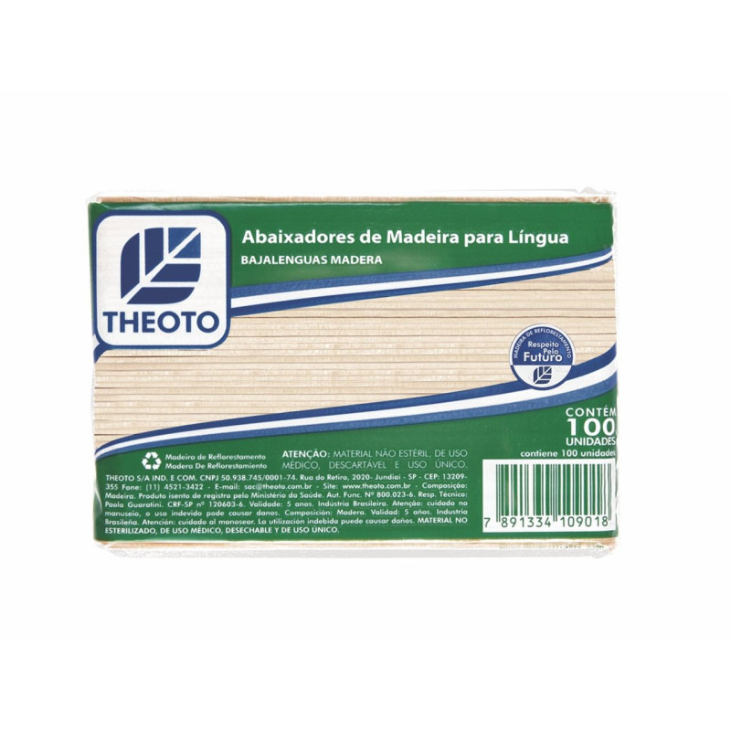 Abaixador De Língua Em Madeira - 100un - Theoto
