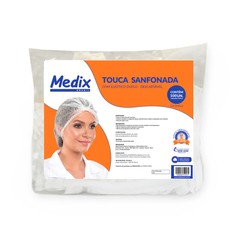 Touca Sanfonada Descartável - 100un - Medix Brasil