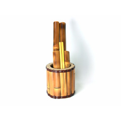 Kit Bambus Para Massagem - Com Suporte - 02 Facial E 04 Corporal - Holzstones